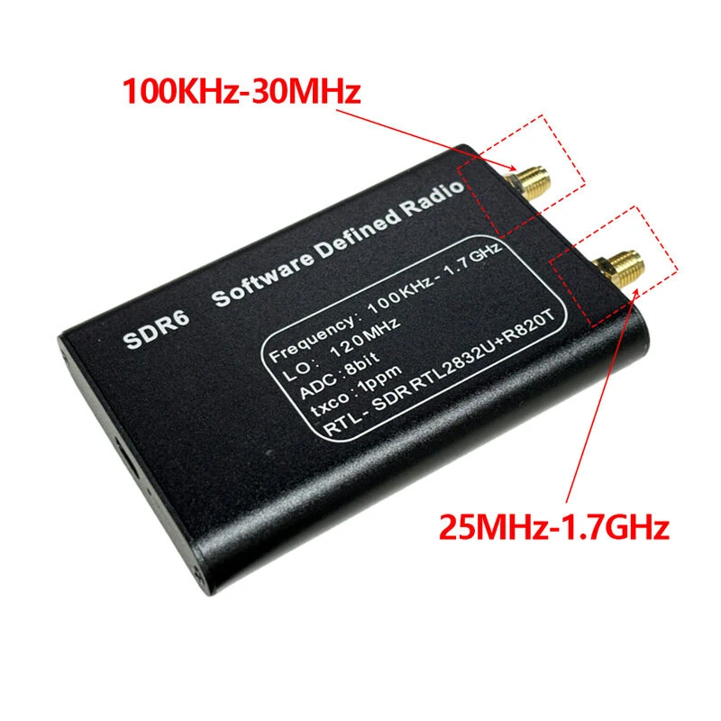 HTOOL SDR6 SDR Receiver 100KHz-1.7GHz Direct Sampling USB-C Aviation Shortwave FM Radio — view 5