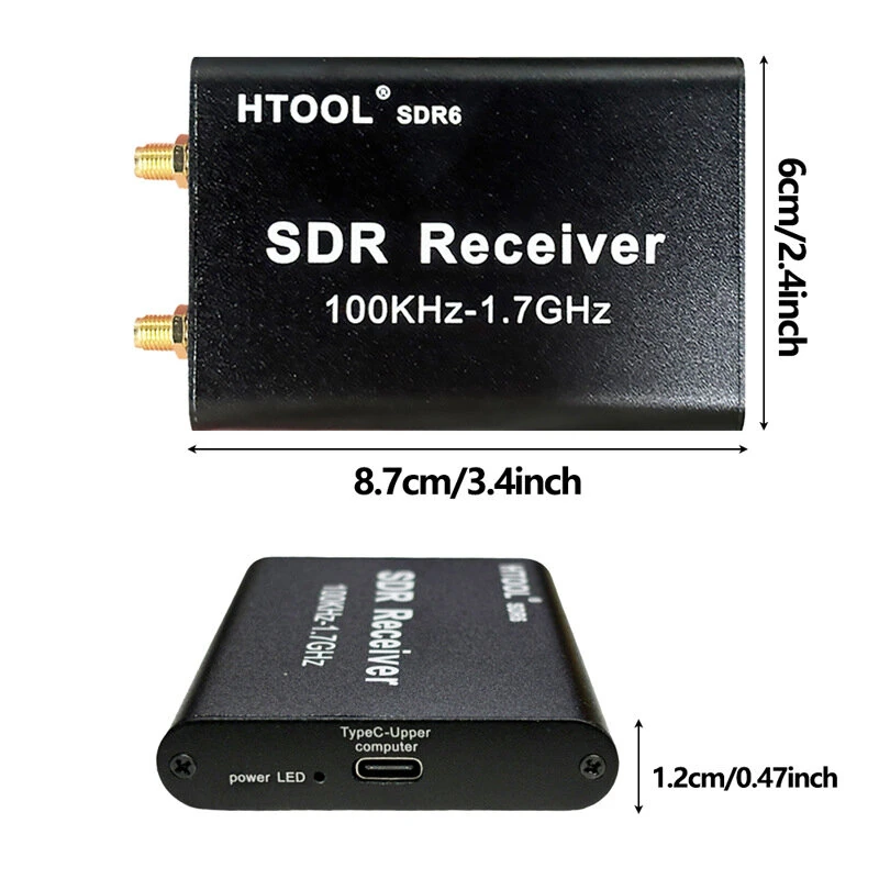 HTOOL SDR6 SDR Receiver 100KHz-1.7GHz Direct Sampling USB-C Aviation Shortwave FM Radio — view 7