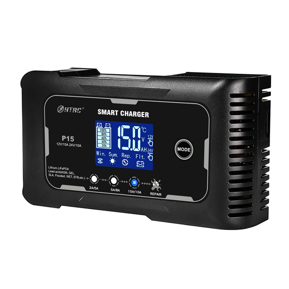 HTRC P15 12V/15A 24V/10A Car Motorcycle Battery Charger Lead-Acid Battery AGM Intelligent Repair Charger Overcurrent Protection Dual Mode Charging — view 4