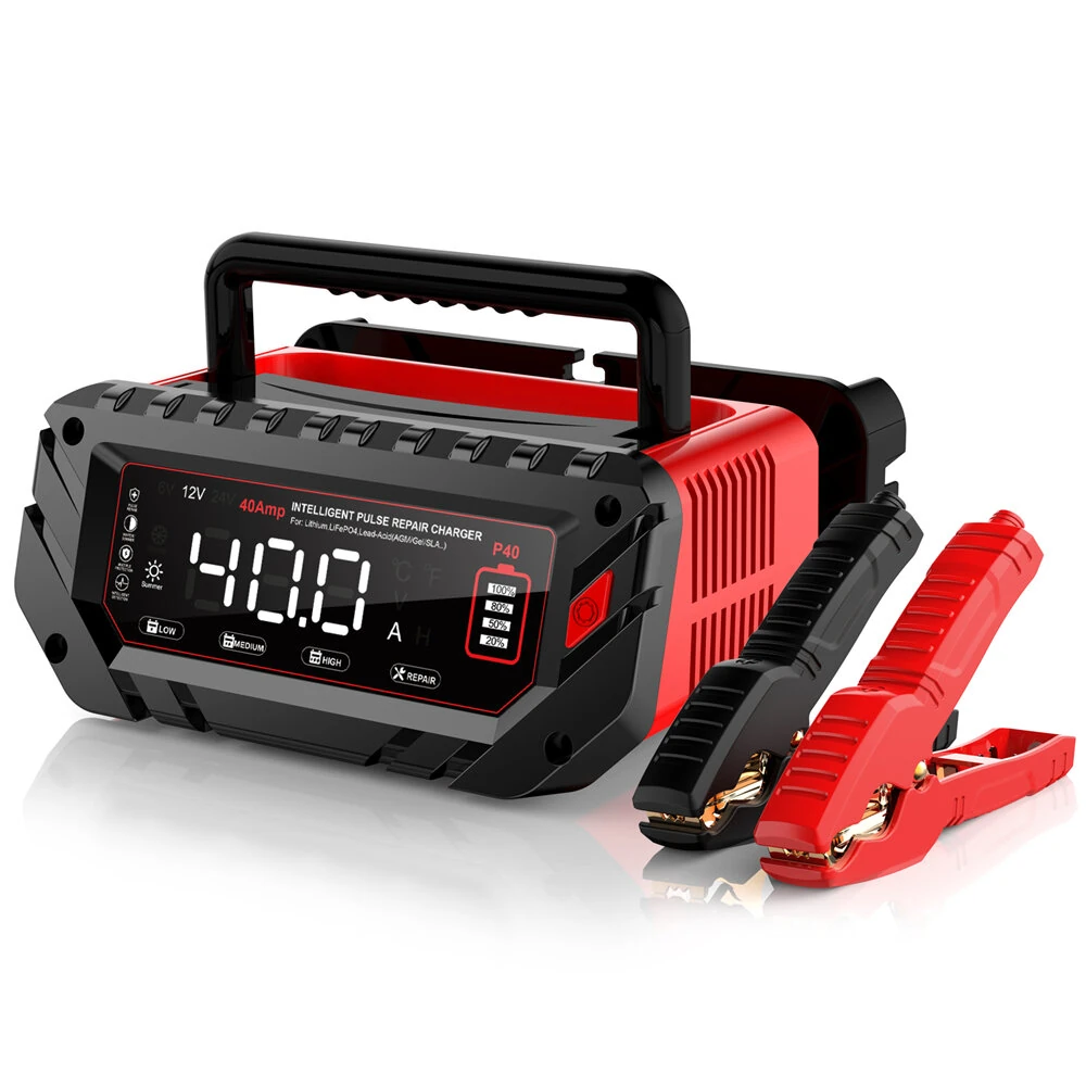 HTRC P40 40A  Battery Charger 6V 12V 24V Charger for Lithium LiFePO4 Lead-acid AGM GEL Battery 9-stage Car Motorcycle Charger — view 8