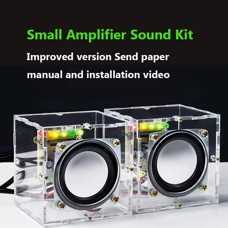 HU-023 Mini Crystal Speaker DIY Kit Dual Channel 3W Power Compact LED Music Spectrum Display Computer Phone Audio Desktop Speaker Assembly — view 2