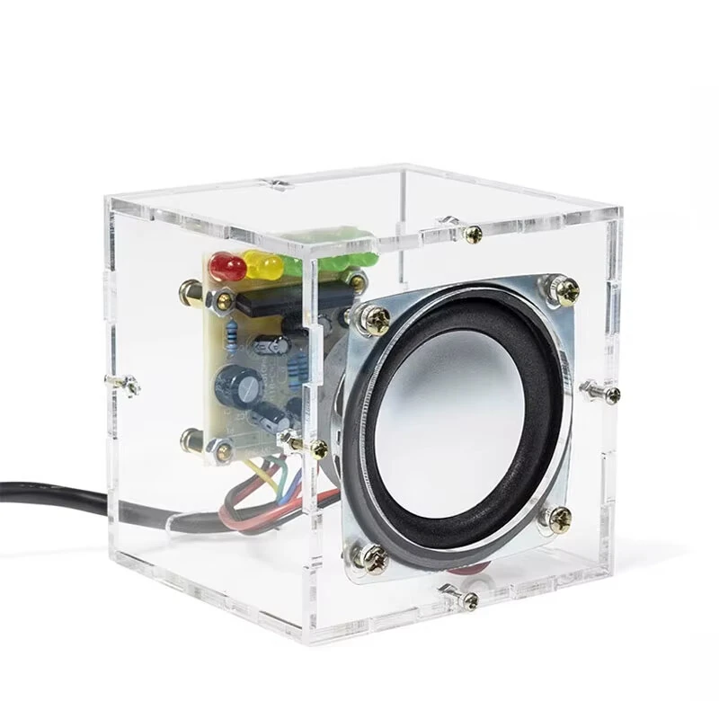 HU-023 Mini Crystal Speaker DIY Kit Dual Channel 3W Power Compact LED Music Spectrum Display Computer Phone Audio Desktop Speaker Assembly — view 7