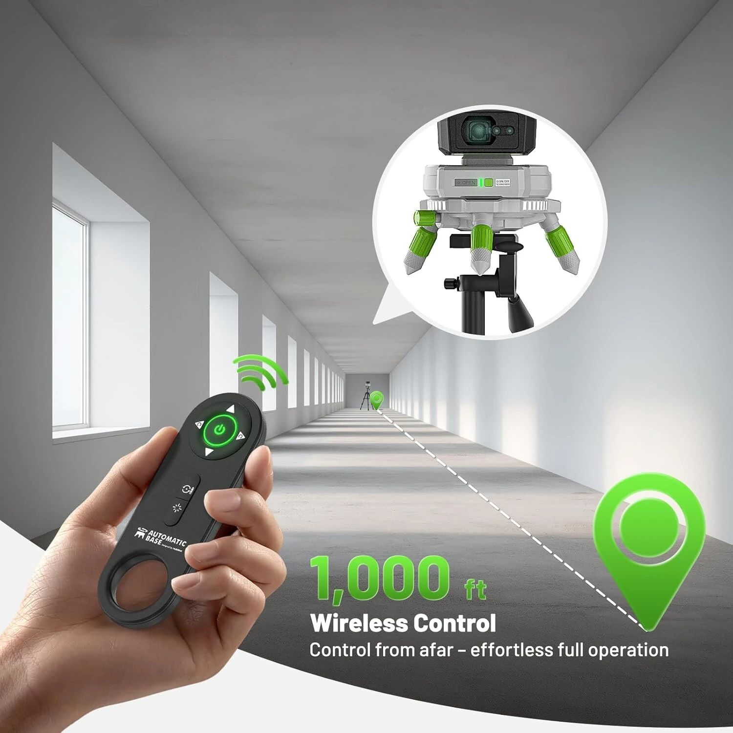 Huepar AT5 Motorized Rotating Base 360° for Laser Level Remote Control with Adjustable Height & 3-Speed Fine Tuning 1/4"-20 & 5/8"-11 Adapter — view 6
