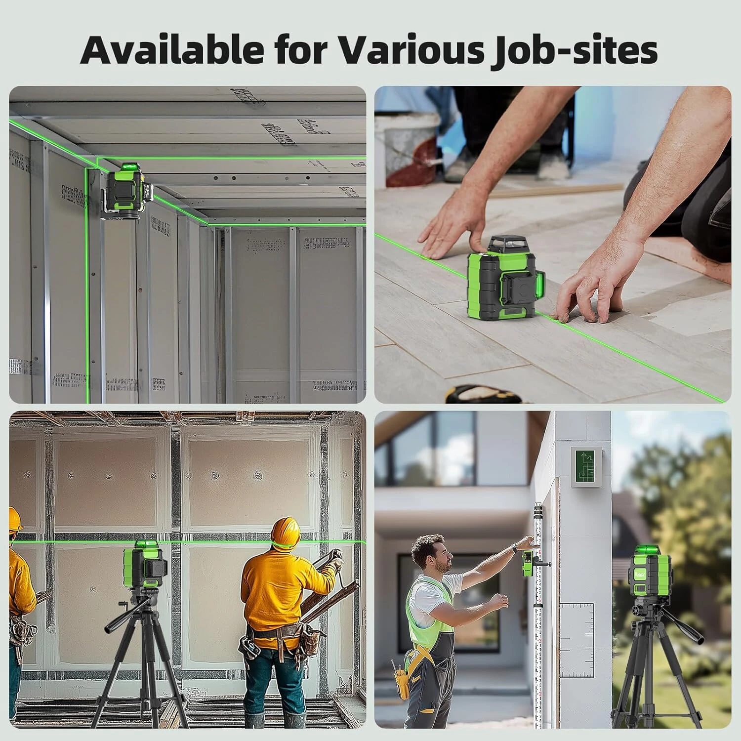 Huepar HM03CG Laser Level 3x360° Self Leveling Rechargeable Green Laser Cross Line 3D 12 lines Level Tool Magnetic Mount IP54 — view 8