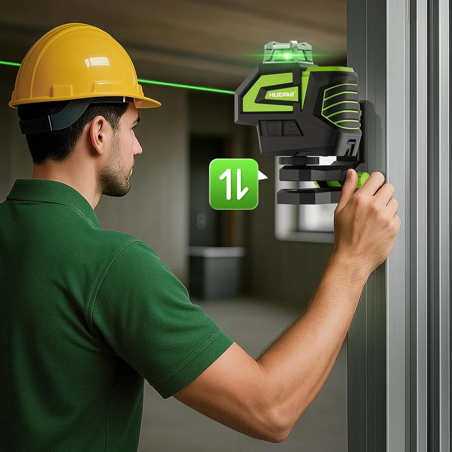 Huepar PV12 Fine-Tuning Magnetic Laser Level Bracket Wall mount L-Shape Pivoting Base with 360° Rotation 1/4"-20 & 5/8"-11 Mounts for Wall Tripod Use — view 5