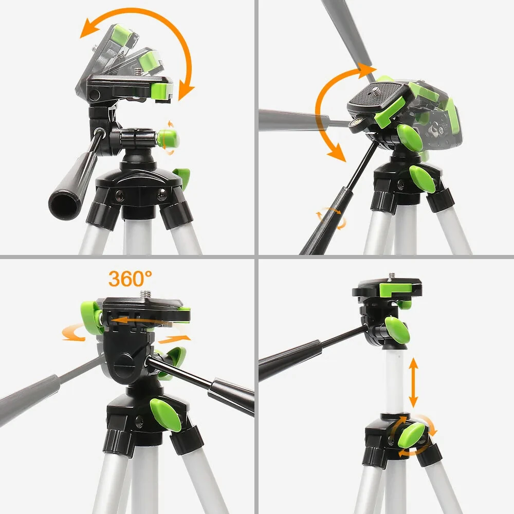 Huepar TPD05A Adjustable Tripod for Laser Level Camera 19.7-Inch Lightweight Aluminum Stand with 3-Way Pan Head 1/4"-20 Mount — view 6