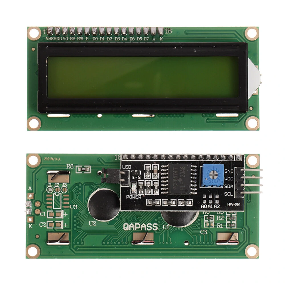HW-060B 1602 LCD 5V Yellow-green Screen IIC I2C Interface Module 1602 LCD Display Adapter Board — Pricio