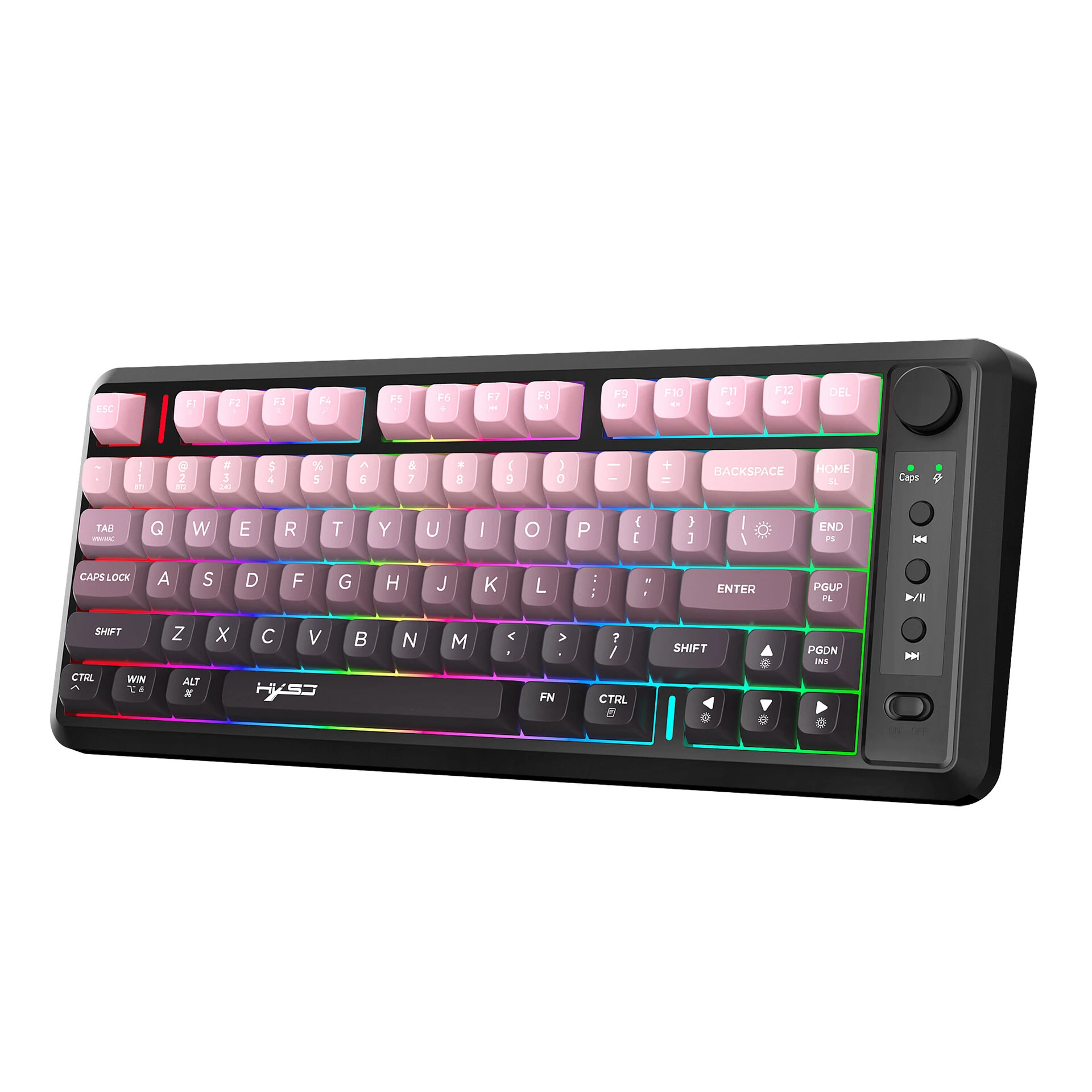HXSJ L400 Three Mode Wireless Gaming Keyboard 81 Keys Ergonomic RGB Backlight Membrane 2000mAh Battery Gradient Keycaps Gamer Keyboards — HXSJ