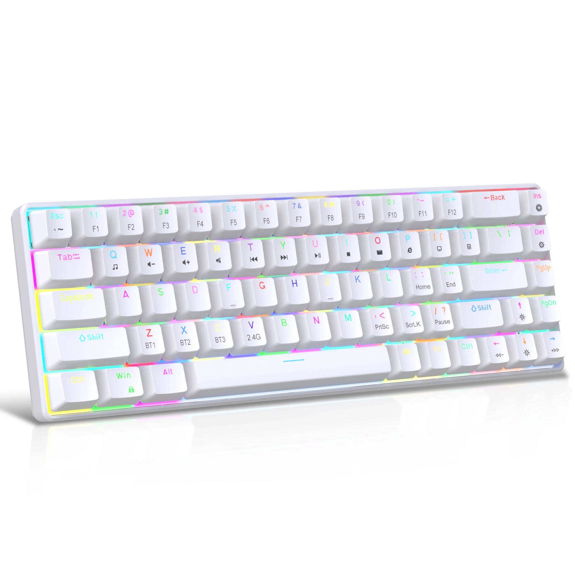 HXSJ V800 Tri-mode Wireless Mechanical Keyboard 68 Keys Hot-swappable RGB Backlight 2000mAh Rechargeable Type-C Gamer Keyboards — view 5