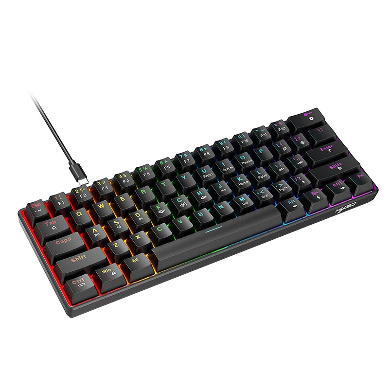 HXSJ V900 RGB Wired Mechanical Gaming Keyboard 61-Keys Hot-Swappable Red Switch Type-C Wired Gamer Keyboards for PC Laptop Computer — view 6