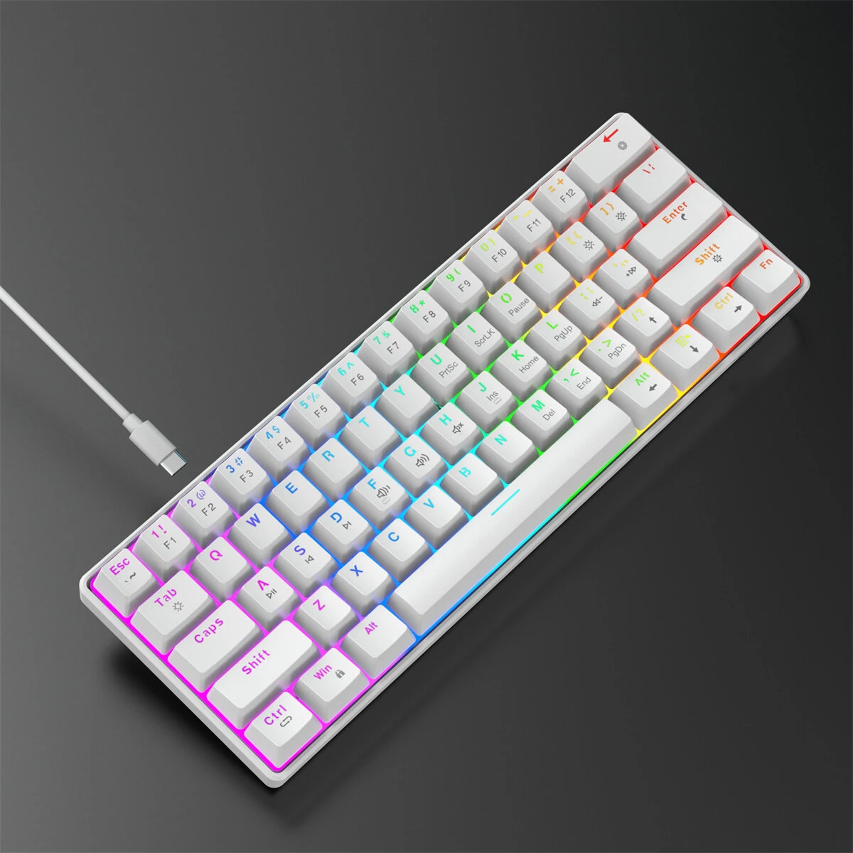 HXSJ V900 RGB Wired Mechanical Gaming Keyboard 61-Keys Hot-Swappable Red Switch Type-C Wired Gamer Keyboards for PC Laptop Computer — view 8