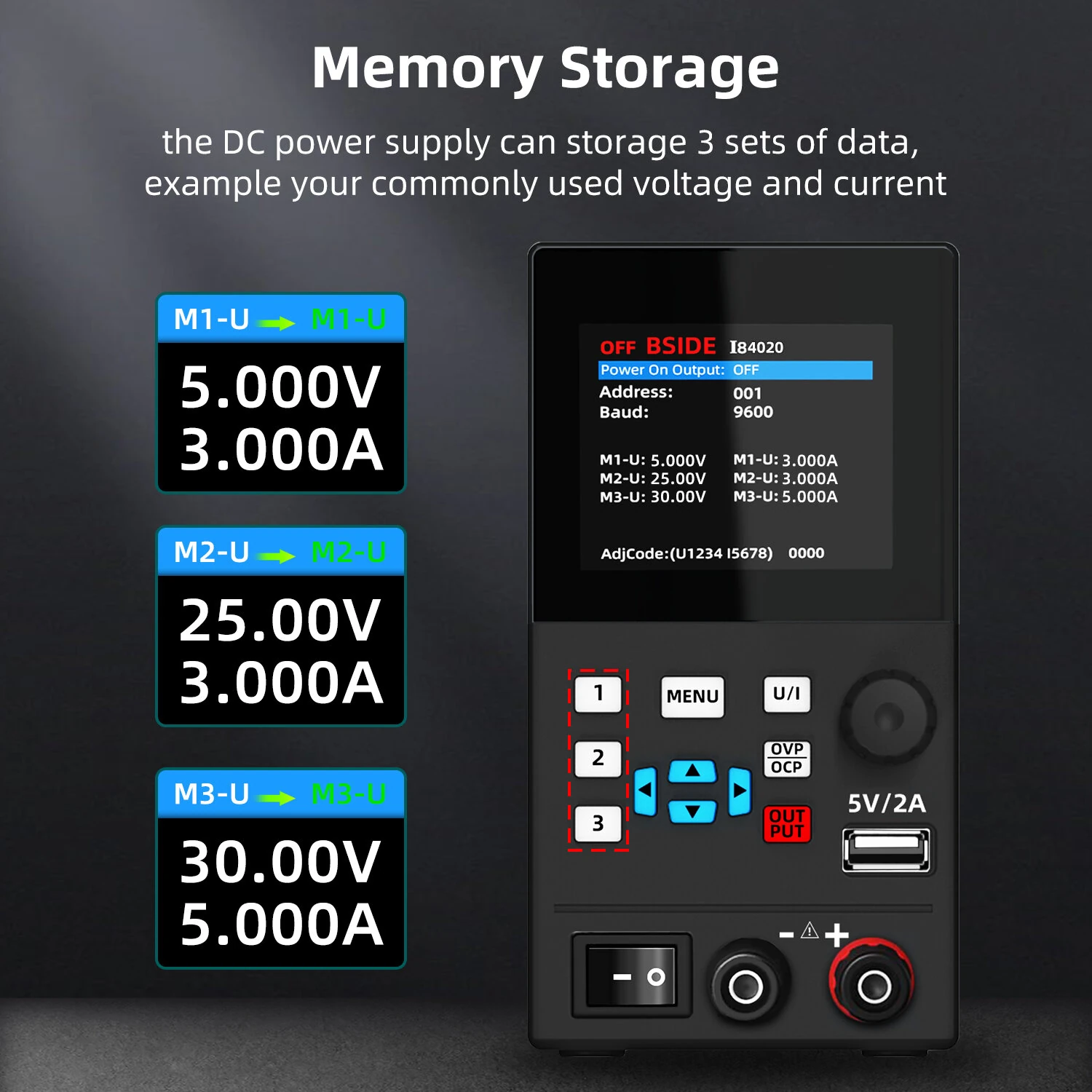 I8 Series 305/3010/4020 Programmable DC Power Supply 0-40V 0-20A 300W USB Port Over Voltage Protection Adjustable Voltage Current — view 3