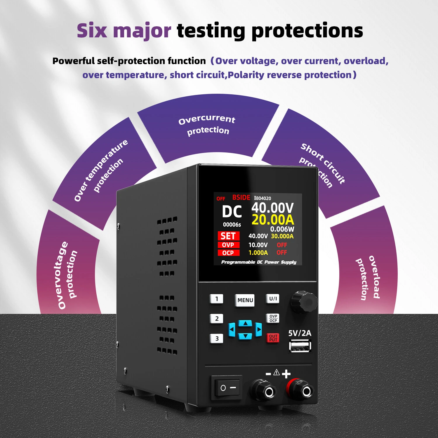 I8 Series 305/3010/4020 Programmable DC Power Supply 0-40V 0-20A 300W USB Port Over Voltage Protection Adjustable Voltage Current — view 5