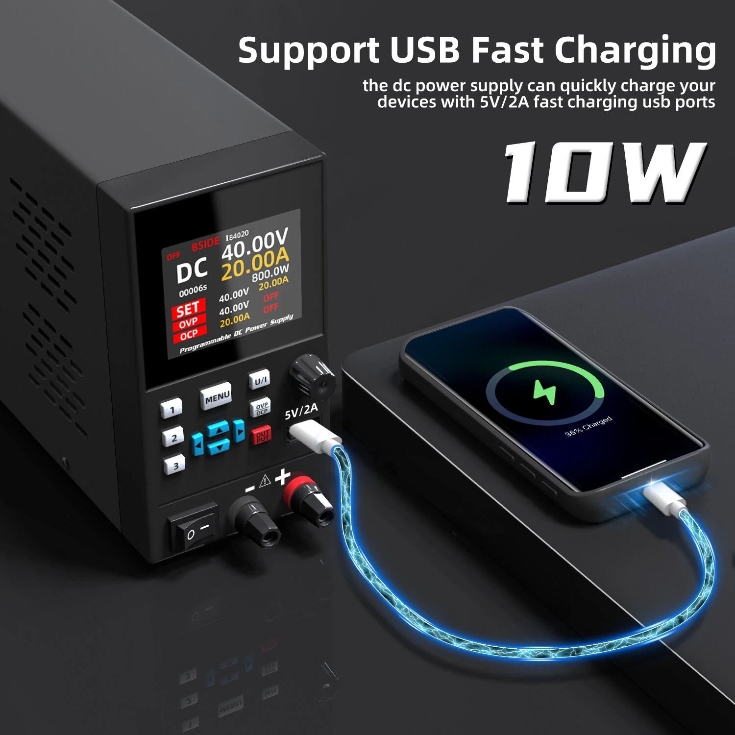I8 Series 305/3010/4020 Programmable DC Power Supply 0-40V 0-20A 300W USB Port Over Voltage Protection Adjustable Voltage Current — view 6