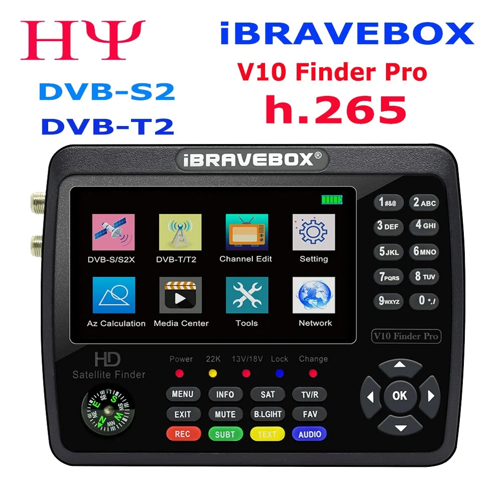 IBRAVEBOX V10 Finder Pro H.265 DVB-S2/T2 Advanced Finder with High-Performance Flash Memory and LNB/Tuner Input — image 1