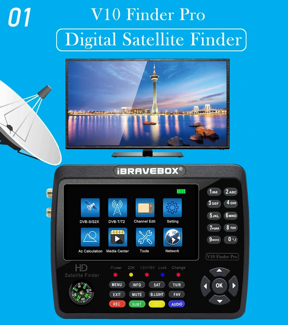 IBRAVEBOX V10 Finder Pro H.265 DVB-S2/T2 Advanced Finder with High-Performance Flash Memory and LNB/Tuner Input — view 4
