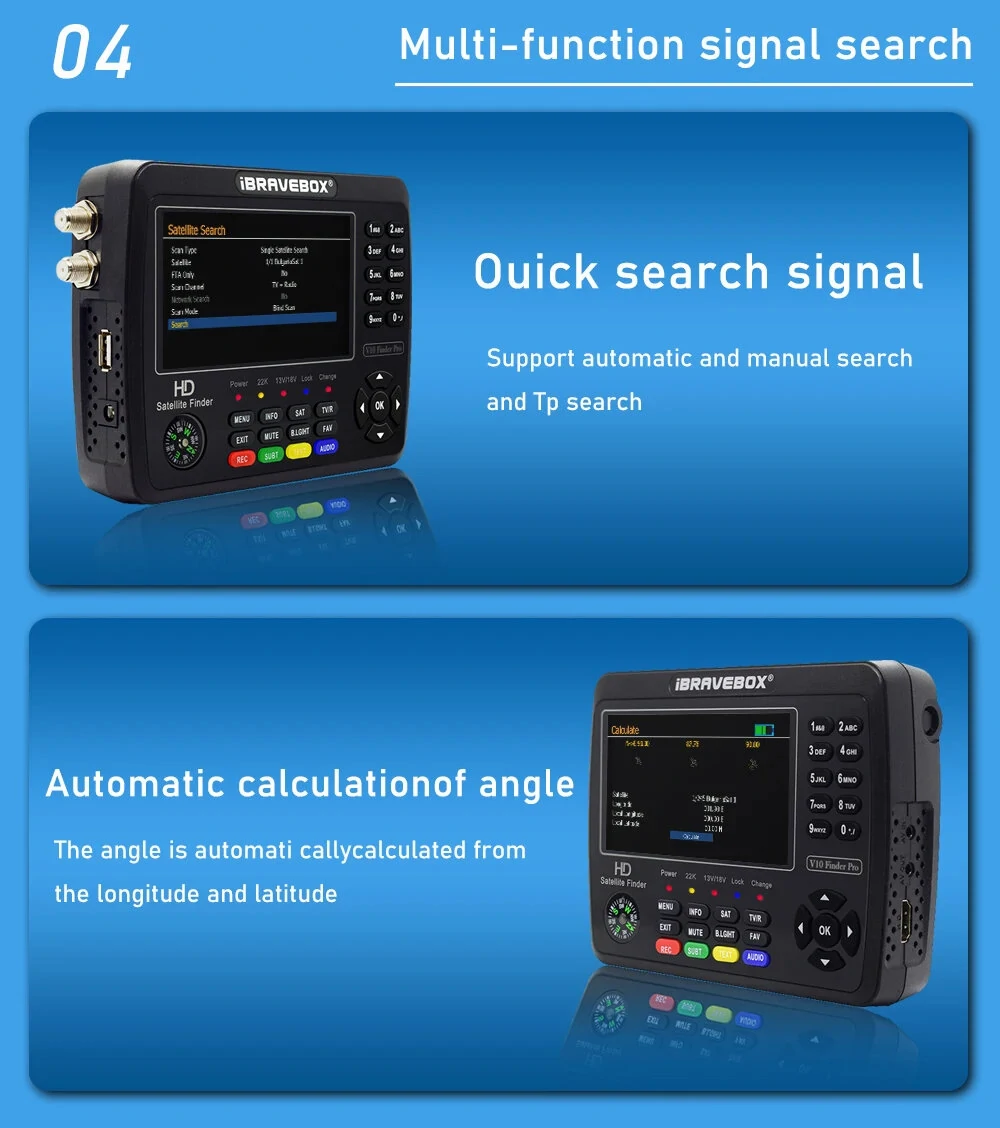IBRAVEBOX V10 Finder Pro H.265 DVB-S2/T2 Advanced Finder with High-Performance Flash Memory and LNB/Tuner Input — view 7