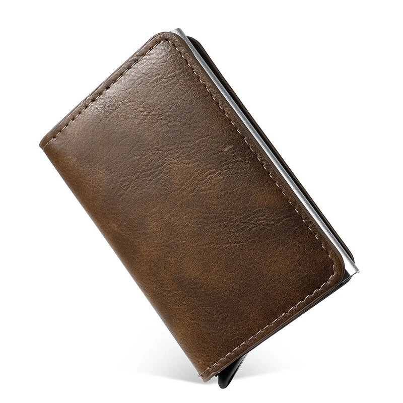 ID Credit Card Holder Wallet Mens RFID Blocking Protected Card Holder Case Slim PU Leather Wallets Mini Small Money Wallet — view 2