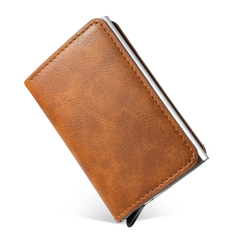 ID Credit Card Holder Wallet Mens RFID Blocking Protected Card Holder Case Slim PU Leather Wallets Mini Small Money Wallet — view 3