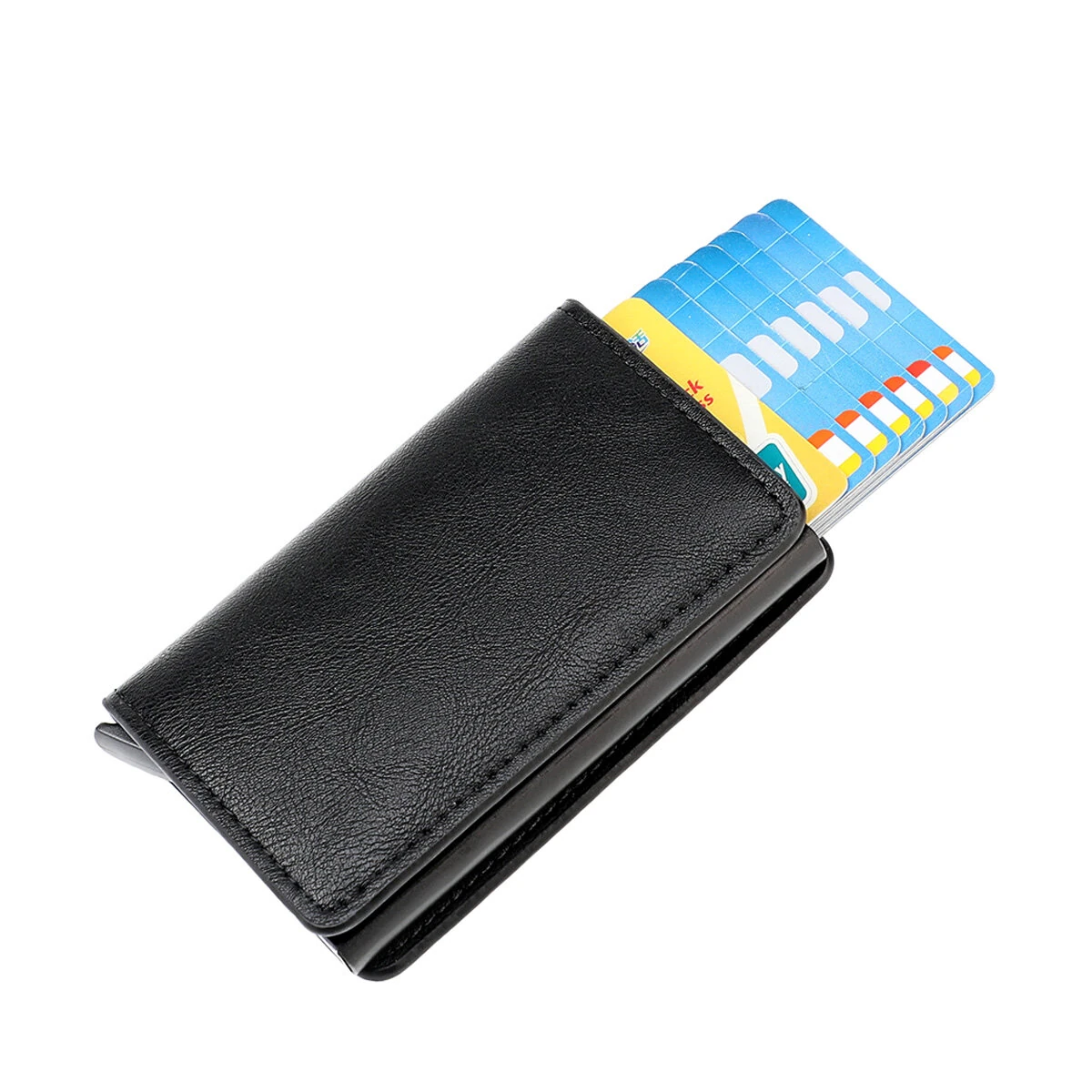 ID Credit Card Holder Wallet Mens RFID Blocking Protected Card Holder Case Slim PU Leather Wallets Mini Small Money Wallet — view 4