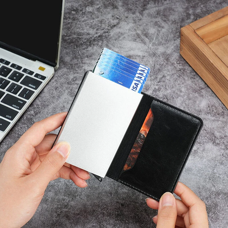 ID Credit Card Holder Wallet Mens RFID Blocking Protected Card Holder Case Slim PU Leather Wallets Mini Small Money Wallet — view 8