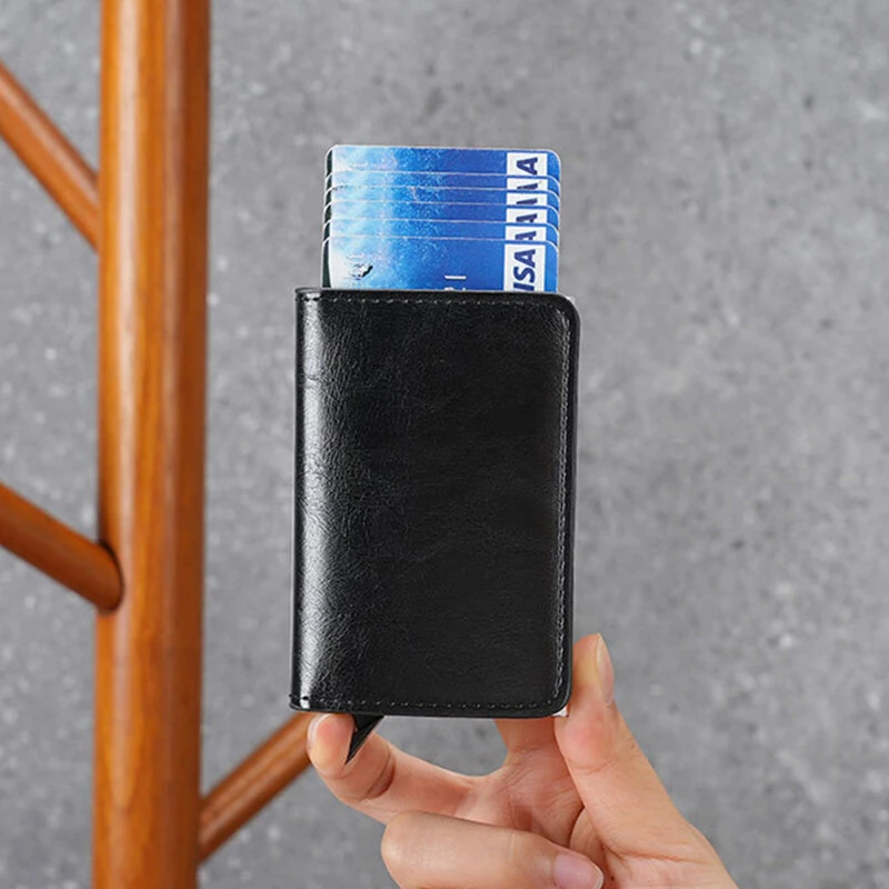 ID Credit Card Holder Wallet Mens RFID Blocking Protected Card Holder Case Slim PU Leather Wallets Mini Small Money Wallet — view 9