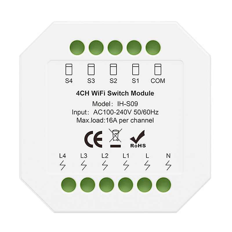 IH S09 1-4CH 16A WiFi Smart Switch Module Support Timing Function for Home Automation Tuya Smart Life APP Voice Control Works with Alexa Google Home — image 1