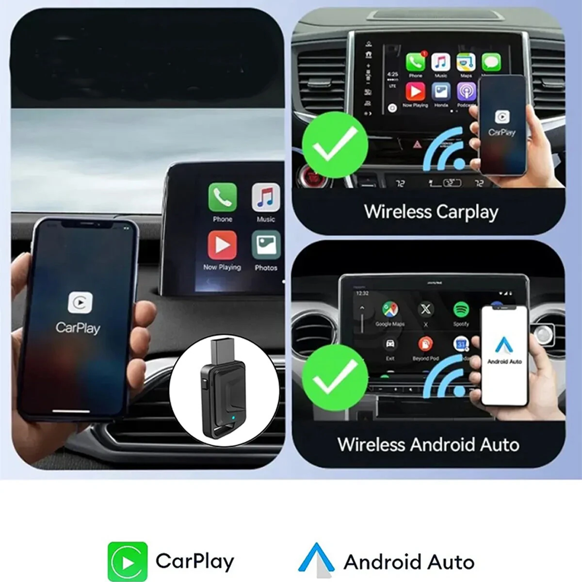 IMars Wired To Wireless Carplay Converter 4.2 Bluetooth Wireless CarPlay Adapter 2.4GHz+5.8GHz Dual-Band Low Latency Plug & Play Supports OTA Upgrades — view 3