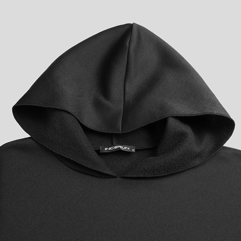 INCERUN Autumn Winter New Men's Loose Black Coats Stylish Irregular Hooded Cloak FashionLong Sleeve Trench Outwear Jackets S-5XL — view 7