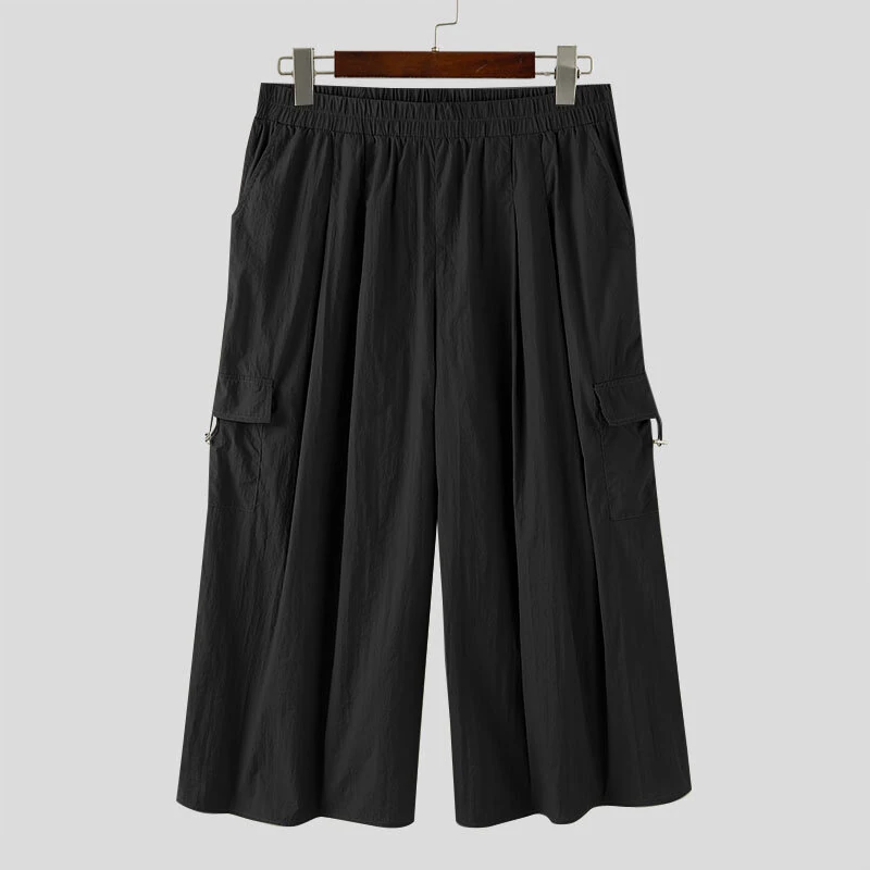 INCERUN Men Casual Wide Leg Pants Lightweight Solid Color Loose Fit Straight Wide-leg Trousers for Men, Plus Size S-5XL — view 6