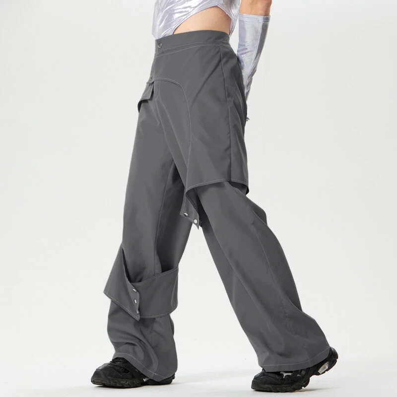 INCERUN Men Deconstructed Design Pants Fashion Comfortable Fabrics Wide Leg Trouser Plus Size — view 2