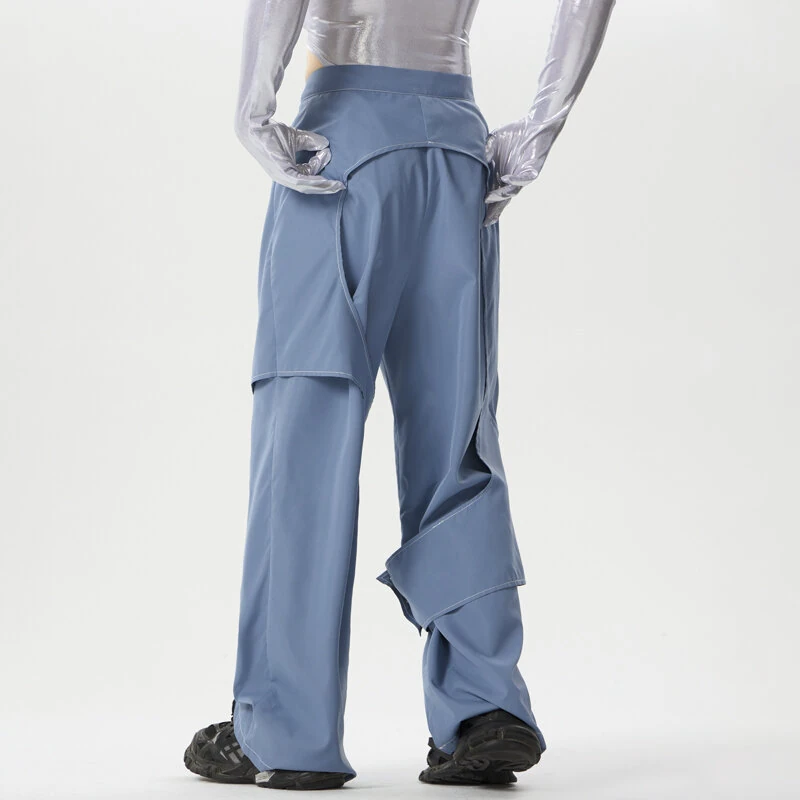 INCERUN Men Deconstructed Design Pants Fashion Comfortable Fabrics Wide Leg Trouser Plus Size — view 5