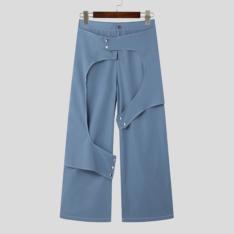 INCERUN Men Deconstructed Design Pants Fashion Comfortable Fabrics Wide Leg Trouser Plus Size — view 9