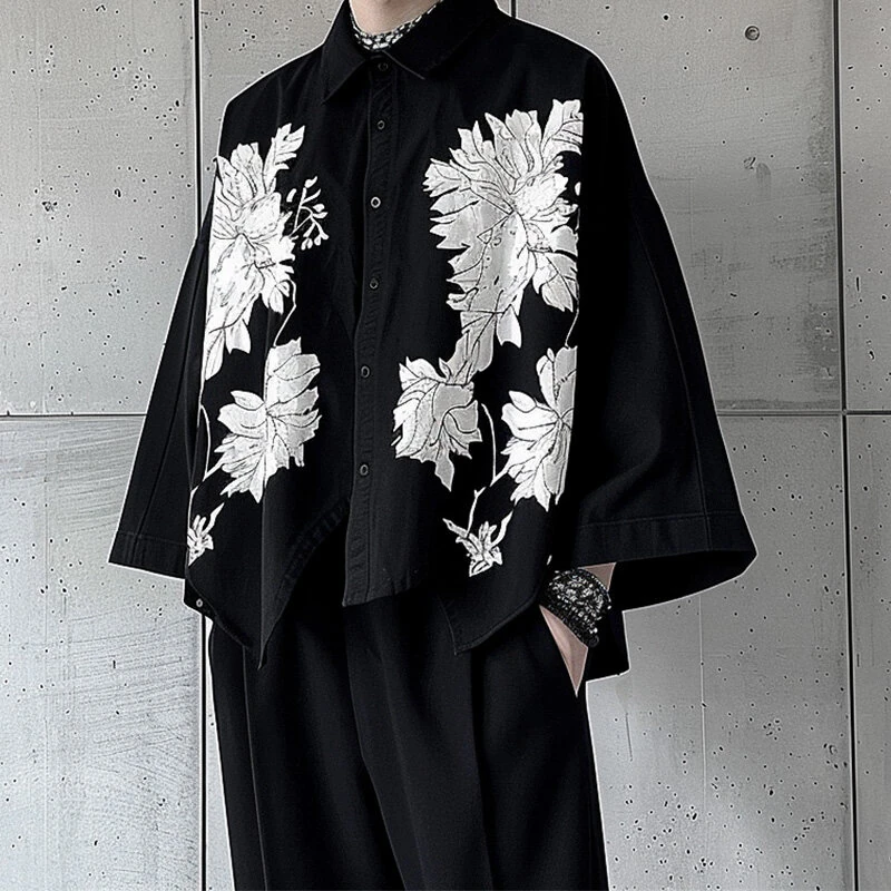 INCERUN Men Flowers Print Loose Fit Long Sleeve Shirts Casual Daily Large Size Lapel Tops for Men S-5XL — image 1