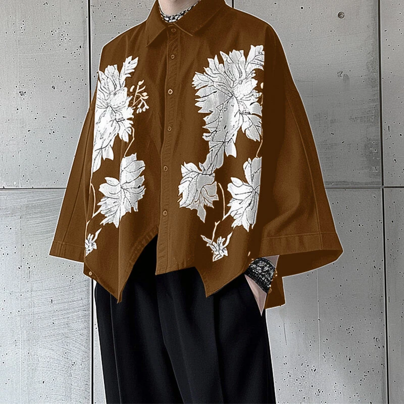 INCERUN Men Flowers Print Loose Fit Long Sleeve Shirts Casual Daily Large Size Lapel Tops for Men S-5XL — view 3