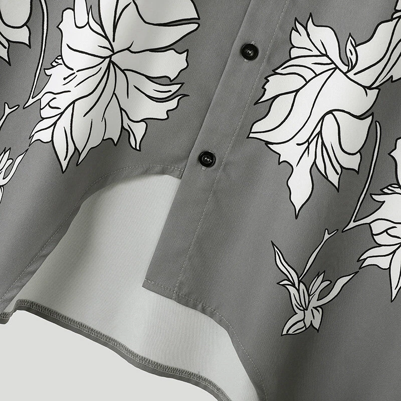 INCERUN Men Flowers Print Loose Fit Long Sleeve Shirts Casual Daily Large Size Lapel Tops for Men S-5XL — view 8