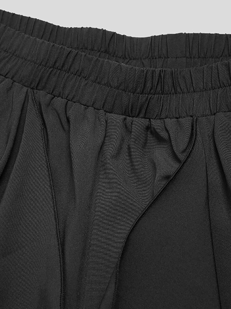 INCERUN Men Pant Elastic Black Irregular Design Skirt Pant Loose Fit Fashion Mens Streetwear Pants S-5XL — view 5