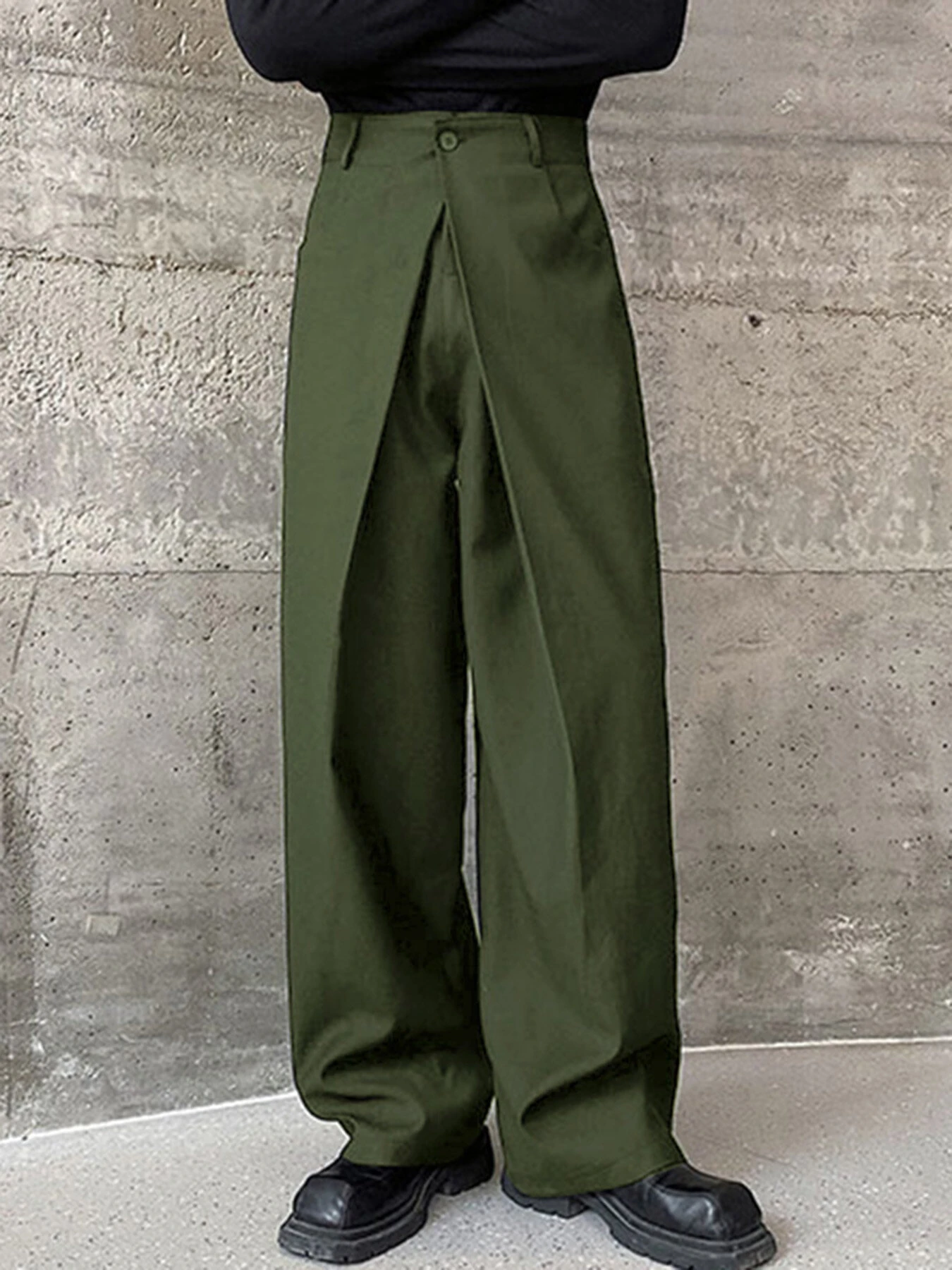 INCERUN Men Pants Fashion Design Solid Color Button Pants Wide Leg Streetwear with Side Pockets S-5XL — view 10