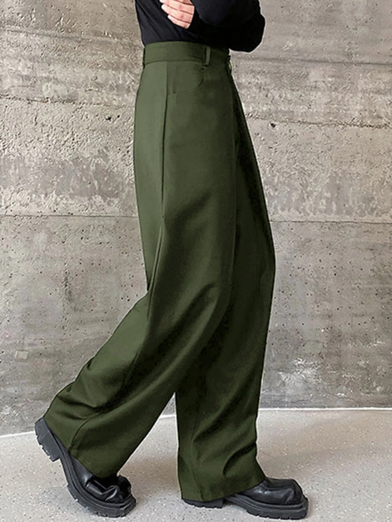 INCERUN Men Pants Fashion Design Solid Color Button Pants Wide Leg Streetwear with Side Pockets S-5XL — view 2