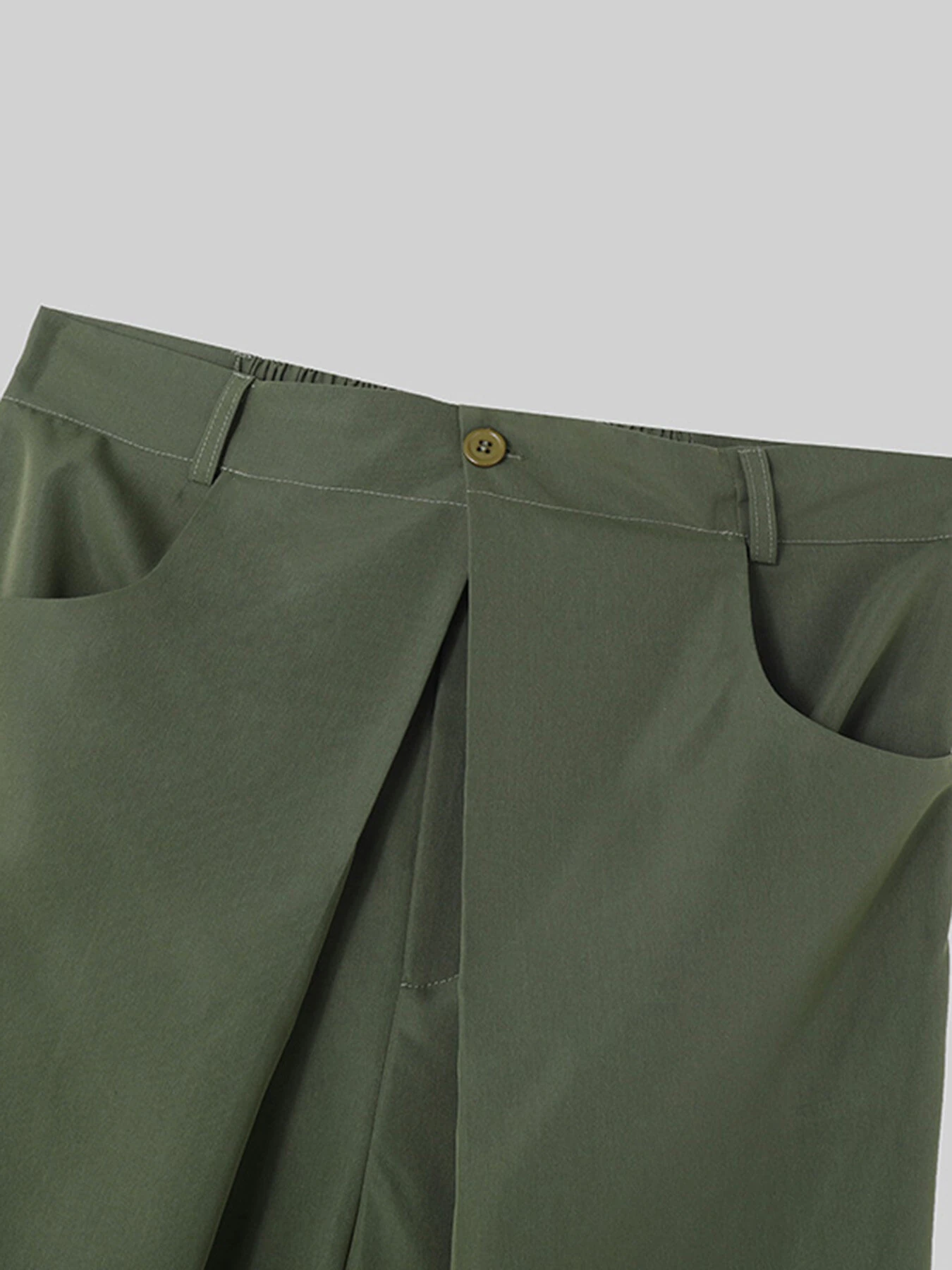 INCERUN Men Pants Fashion Design Solid Color Button Pants Wide Leg Streetwear with Side Pockets S-5XL — view 7