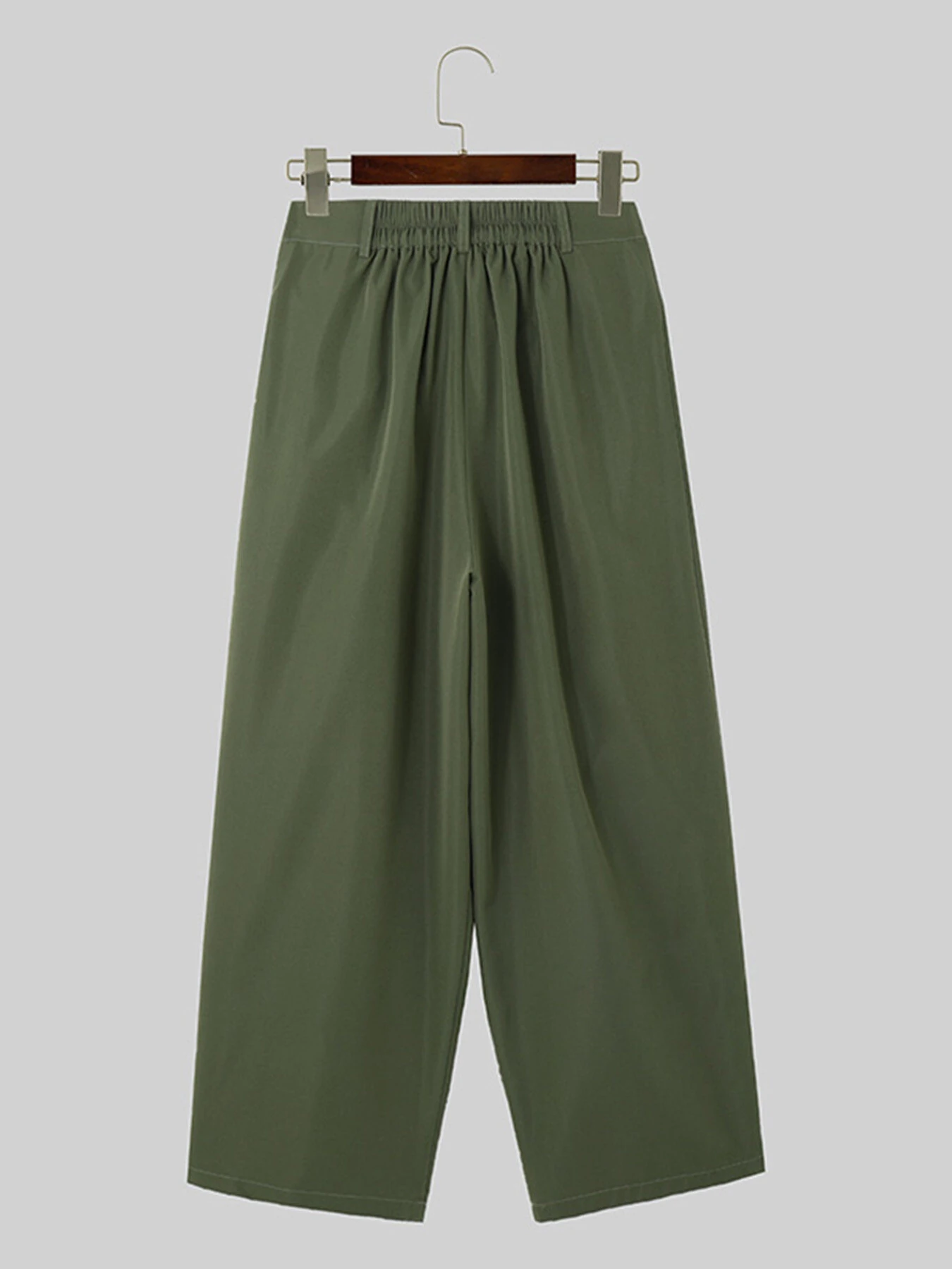 INCERUN Men Pants Fashion Design Solid Color Button Pants Wide Leg Streetwear with Side Pockets S-5XL — view 9