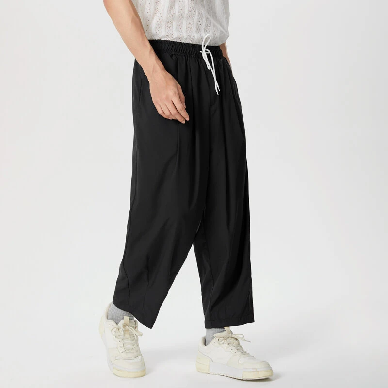 INCERUN Men Pants Retro Casual Wide Leg Cotton Linen Loose Pants Casual Solid Color Men's Pants — view 3