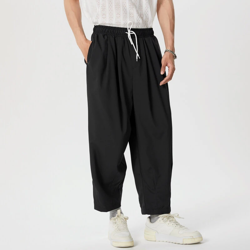 INCERUN Men Pants Retro Casual Wide Leg Cotton Linen Loose Pants Casual Solid Color Men's Pants — view 4