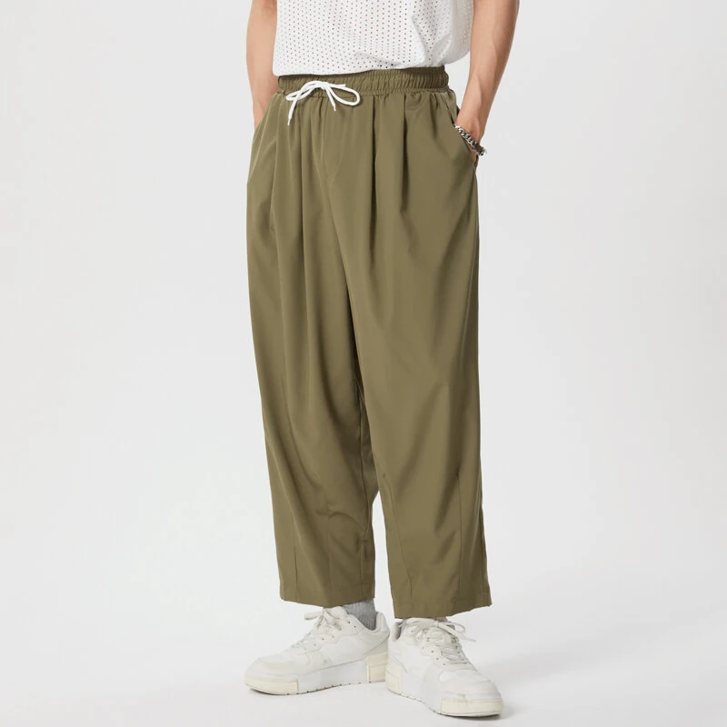 INCERUN Men Pants Retro Casual Wide Leg Cotton Linen Loose Pants Casual Solid Color Men's Pants — view 5