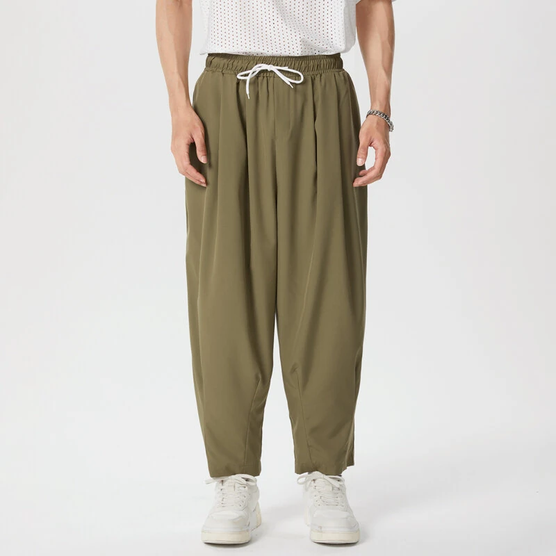 INCERUN Men Pants Retro Casual Wide Leg Cotton Linen Loose Pants Casual Solid Color Men's Pants — view 6