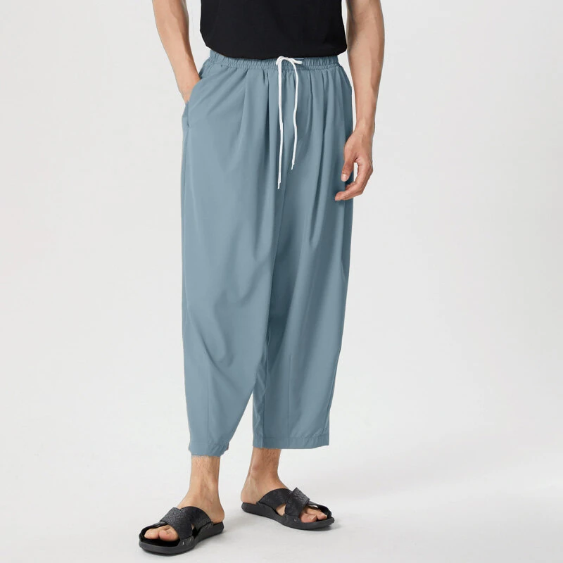 INCERUN Men Pants Retro Casual Wide Leg Cotton Linen Loose Pants Casual Solid Color Men's Pants — view 8