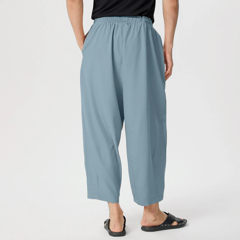 INCERUN Men Pants Retro Casual Wide Leg Cotton Linen Loose Pants Casual Solid Color Men's Pants — view 9