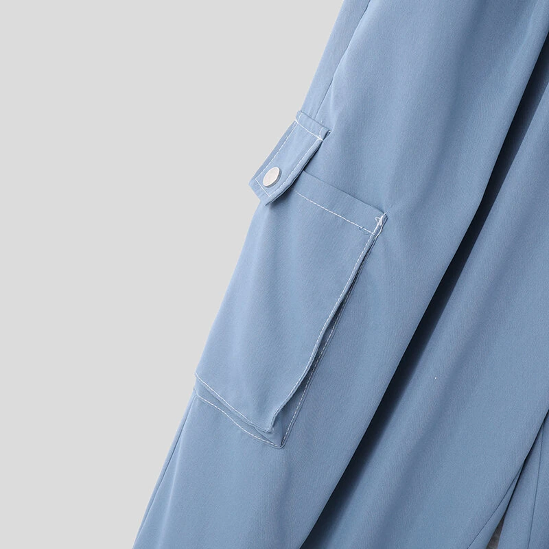 INCERUN Men Pants Tie Design Solid Color Casual Elastic Trousers Comfy Daily Solid Color Pants with Side Pockets — view 9