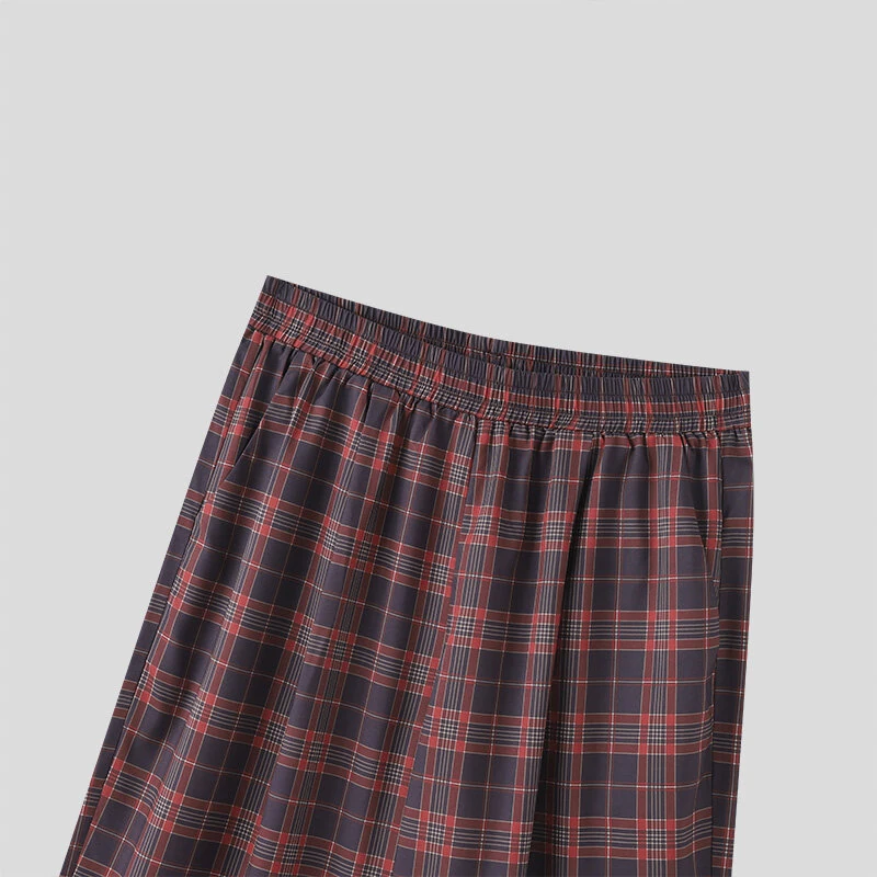 INCERUN Men Plaid Pants Comfortable Elastic Waist Pockets Trousers Casial Loose Fit Wide Leg Home Pant for Big Men Daily Large Size S-5XL — view 10