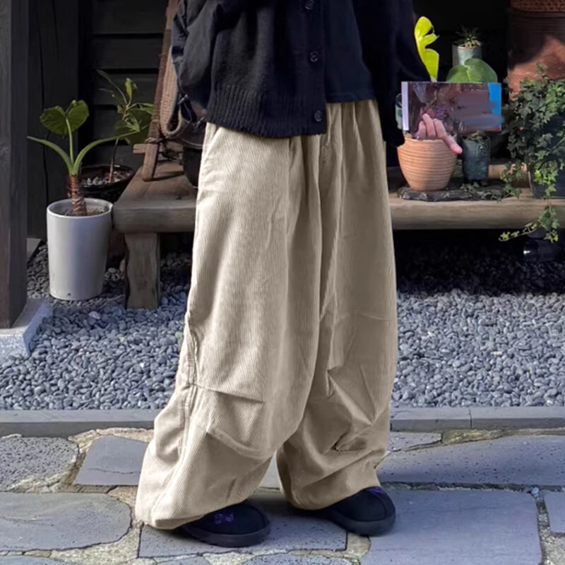 INCERUN Men's Design Corduroy Loose Casual Elastic Pants — view 3
